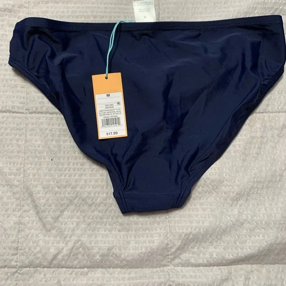 NWT Sz M Kona Sol multi bikini top/navy bottom. Lined top/slight ruching bottom. - Picture 3 of 4